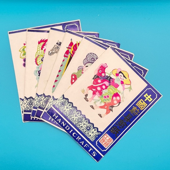 Vintage Chinese Paper-Cut Handicraft Folders Lot of 6 Folk Art Sets Jiǎnzhǐ - Picture 9 of 16